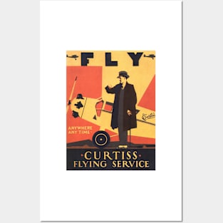 FLY CURTISS FLYING SERVICE Art Deco Advertisement Vintage Airline Posters and Art